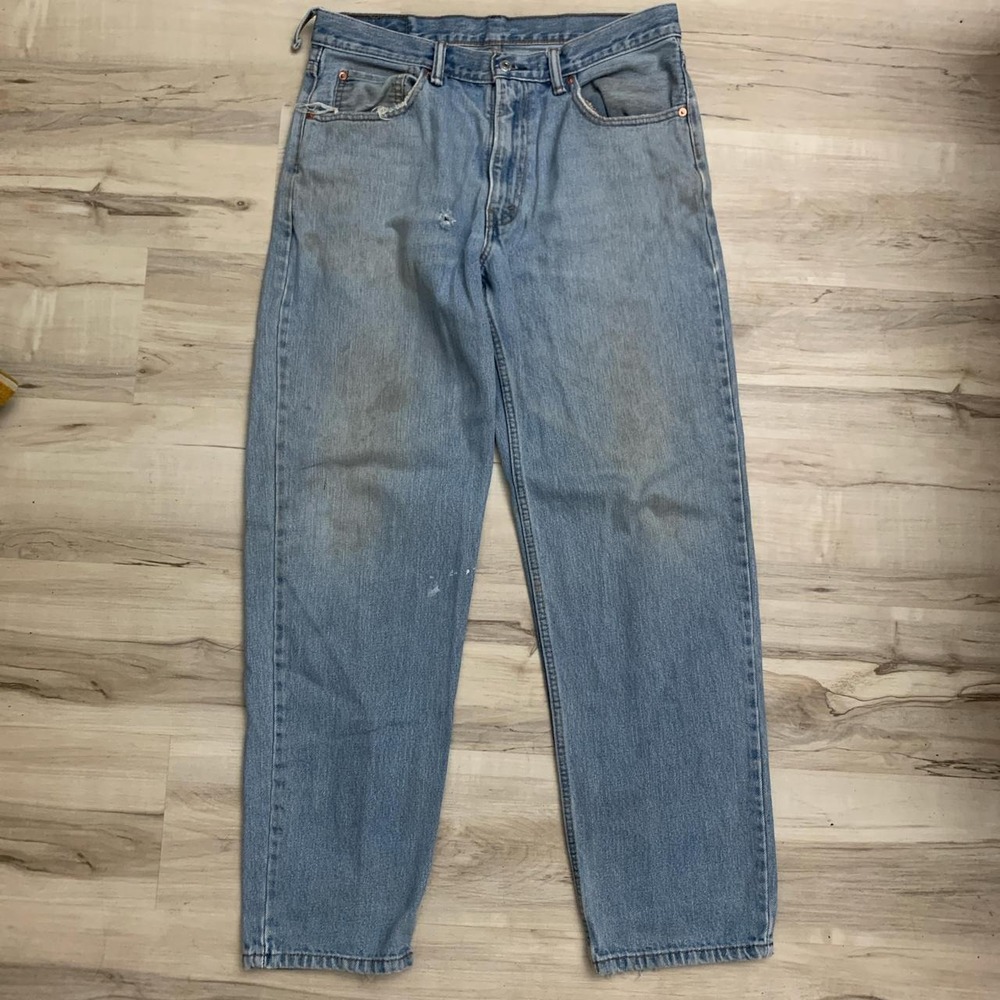 Levis 550 Relaxed Fit Straight Leg Jeans Mens 34x32 Light Wash Blue Vintage